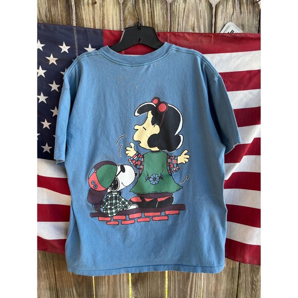 90s Peanuts Snoopy and Lucy graphic tee fits L-XL by united features syndicate. - Picture 5 of 9